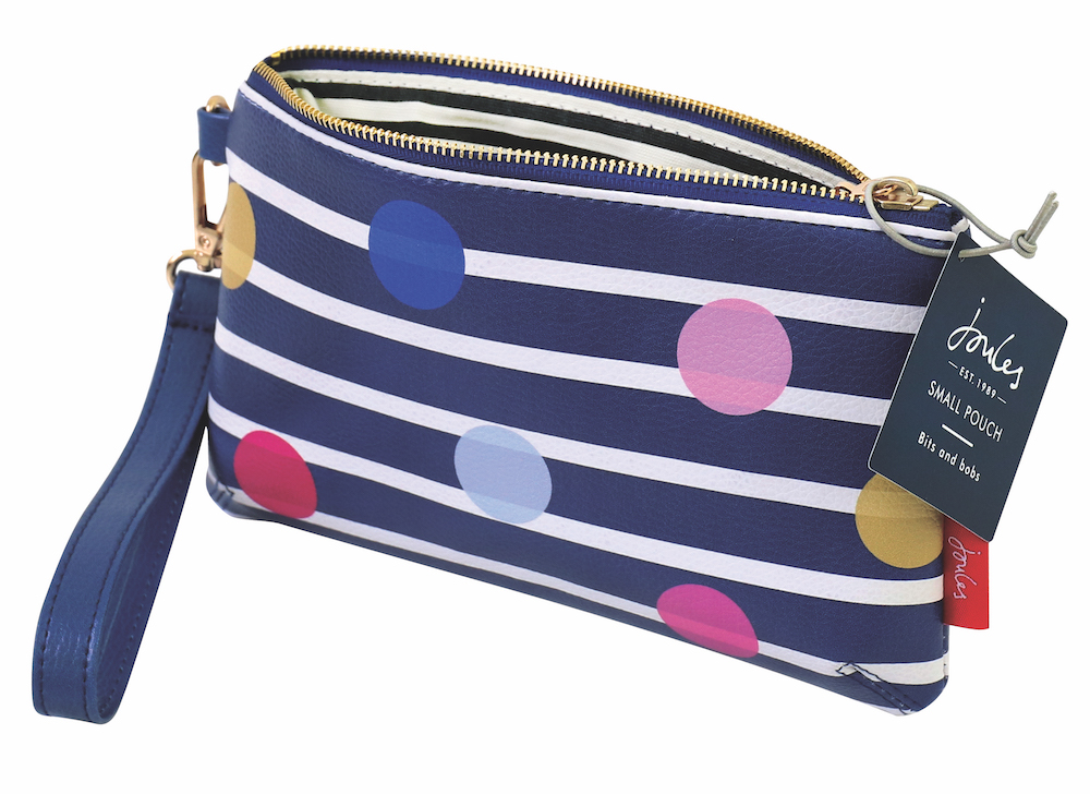 Stripe & Spots Print Small Zip Pouch By Joules